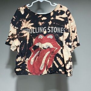 Bleach tie dye Rolling Stones crop top